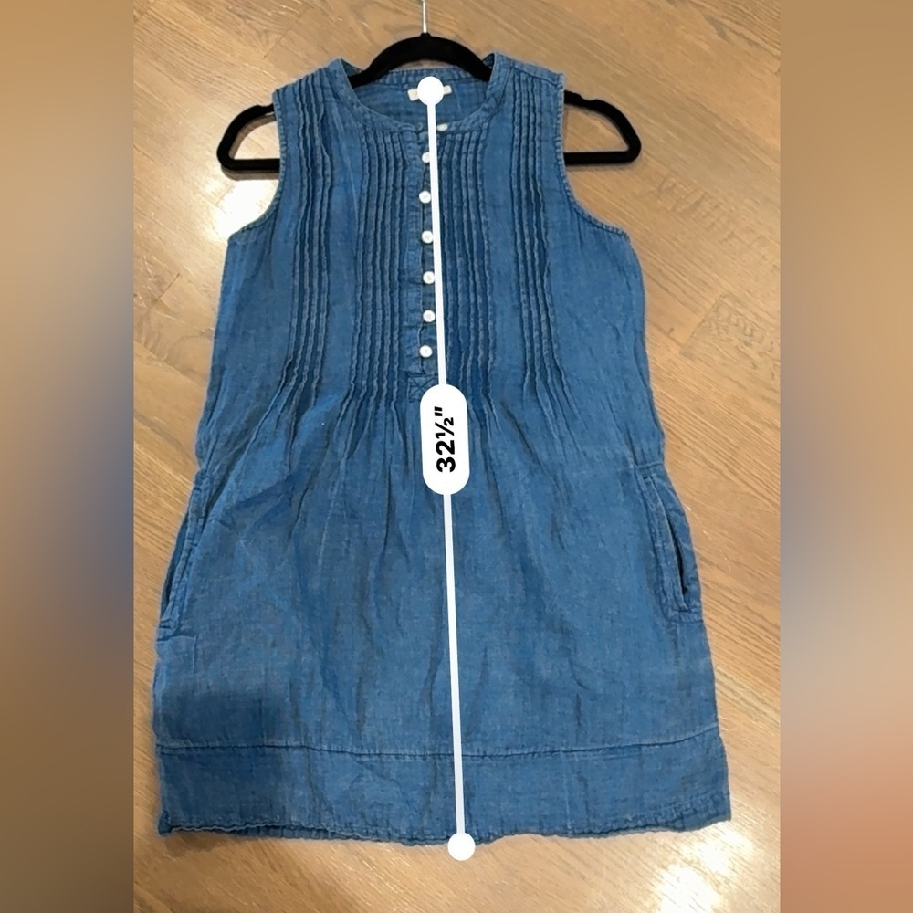 Faherty Isha Basketweave Dress Sleeveless 100% Linen Indigo Blue Womens S U bin - Picture 15 of 15